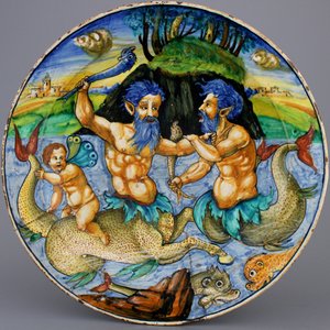 Grand plat en majolique italienne daté 1540, Padoué ou Vérone, attr. à Giulio da Urbino — photo 1