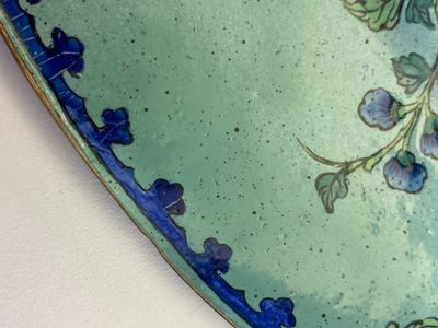 Grand récipient de cuisson en émaux de Canton à décor floral sur fond vert, Chine, 18ème — photo 13