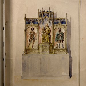 Grand retable en tryptique en bois polychromé et doré figurant Saint-Jean-Baptiste, la Vierge et Saint-Roch, Espagne, 1ère moitié du 16ème — photo 10