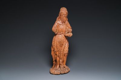 Grand Saint Jean à l'agneau en chêne sculpté, 16ème