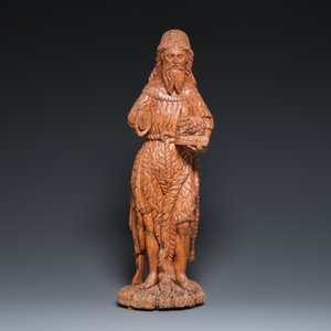 Grand Saint Jean à l'agneau en chêne sculpté, 16ème — photo 2