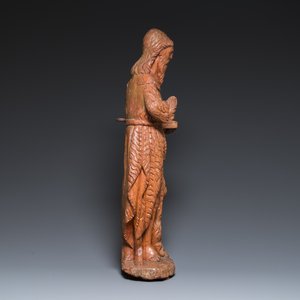 Grand Saint Jean à l'agneau en chêne sculpté, 16ème — photo 3