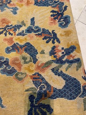 Grand tapis Ningxia à décor de dragons sur fond jaune, marque de Tai He Tian 太和殿, Chine, 19ème — photo 16