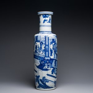 Grand vase de forme roulea en porcelaine de Chine en bleu et blanc à décor de 'Guo Ziyi 郭子儀拜壽', Kangxi — photo 4