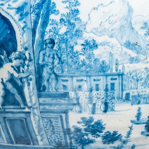 Grand vase en faïence de Delft en bleu et blanc à décor d'un manoir, 1er quart du 18ème — photo 12