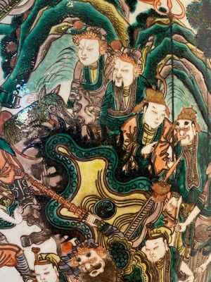 Grand vase en porcelaine de Chine famille verte à décor d'une scène de guerre, 19ème — photo 8