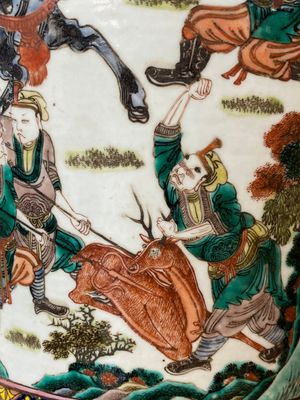 Grand vase en porcelaine de Chine famille verte à décor d'une scène de guerre, 19ème — photo 9