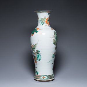 Grand vase en porcelaine de Chine famille verte à sujet narratif, marque de Kangxi, 19ème — photo 3