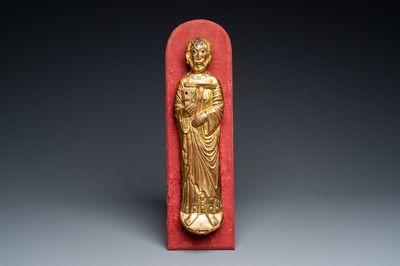 Grande applique de Saint-Antoine en cuivre doré et incrusté, Limoges, France, 13ème ou postérieur