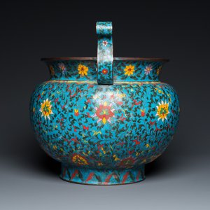 Grande jardinière en émaux cloisonnés, Chine, marque de Ming, 19ème — photo 5