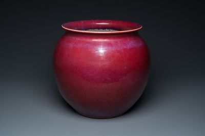 Grande jardinière en porcelaine de Chine à émail flambé, 19ème