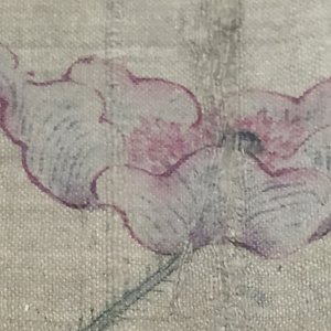 Grande peinture sur rouleau, encadrée, à décor d'oiseau et de fleurs, Chine, 18e — photo 8