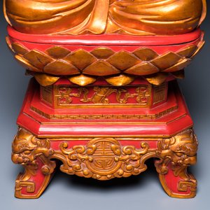 Grande sculpture d'Avalokitesvara à 18 bras en bois laqué rouge et doré, Vietnam, 19/20ème — photo 9