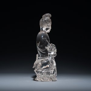 Grande sculpture de Lan Caihe en cristal de roche, Chine, 19ème — photo 11