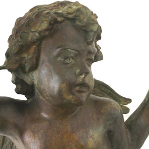 Grande statue en bronze moulé d'un putto avec "la Corne d'Abondance", env. 1900 — photo 1