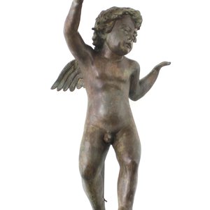 Grande statue en bronze moulé d'un putto avec "la Corne d'Abondance", env. 1900 — photo 2