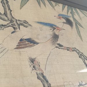 Grote Chinese ingelijste rolbeschildering, met vogels en bloemen, 18e eeuw — foto 15