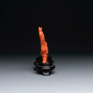 Groupe de huit immortels en corail rouge sur socle en bois, Chine, 19/20ème — photo 4