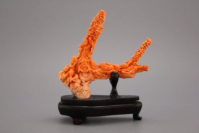 Groupe d'immortels en corail sculpté, Chine, 19e