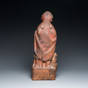 Groupe en bois sculpté et polychromé figurant Saint-Nicolas et trois garçons se baignant, 15/16ème — photo 3