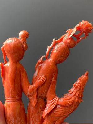 Groupe figurant deux femmes au phénix en corail rouge, Chine, 19/20ème — photo 9