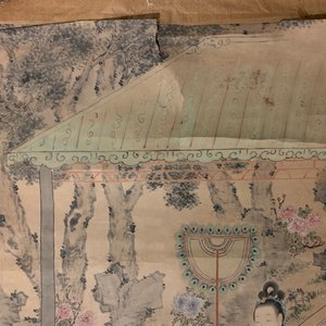 Gu Jianlong (China, 1606-1687): Figuren in een tuin, inkt en kleur op papier, gemonteerd op drager — foto 5