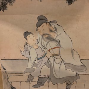 Gu Jianlong (China, 1606-1687): Figures in a garden, ink and color on paper, mounted — 照片 12
