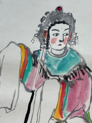 Guan Liang 關良 (1900-1986): 'The Drunken Concubine 貴妃醉酒', ink and colour on paper, dated 1984 — foto 4