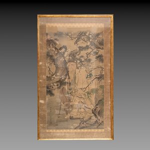 Hasegawa Settan 长谷川雪旦(1778-1843): 'Portrait of Sesshū 雪舟圖', ink and colour on silk — photo 1