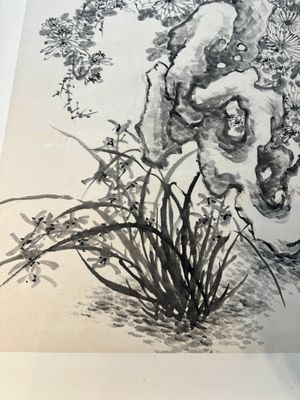 He Xiangning 何香凝 (1878-1972): 'Chrysanten', ink on paper, dated 1954 — foto 22
