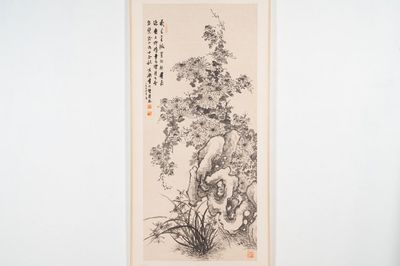 He Xiangning 何香凝 (1878-1972): 'Chrysanthème', encre sur papier, datée 1954