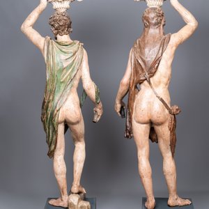 Hercules and Mercury, a pair of impressive large polychromed wooden telamons, Northern Italy, 17th C. — photo 4
