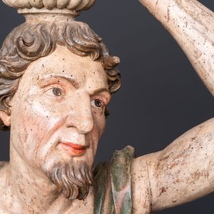 Hercules and Mercury, a pair of impressive large polychromed wooden telamons, Northern Italy, 17th C. — photo 7