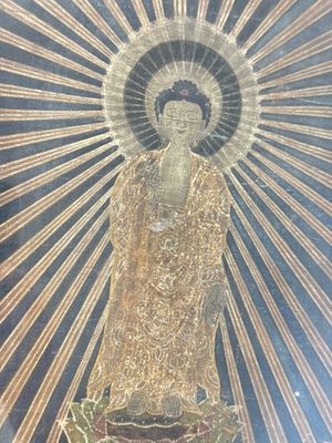 Honganji Monnyo 本願寺本如 (1778–1826): 'Buddha', ink and colour on textile, Edo, 18/19th C. — photo 9