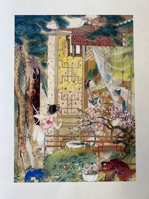 Hu Yefo 胡也佛 (1908-1980): 'Four scenes from Xi Xiang Ji', ink and colour on paper — photo 10