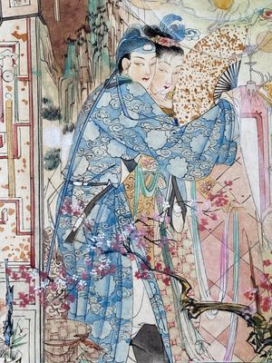 Hu Yefo 胡也佛 (1908-1980): 'Quatre scènes du Xi Xiang Ji', encre et couleurs sur papier — photo 7