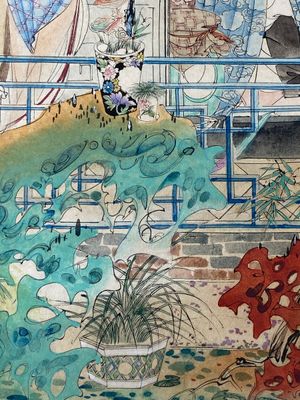 Hu Yefo 胡也佛 (1908-1980): 'Quatre scènes du Xi Xiang Ji', encre et couleurs sur papier — photo 9