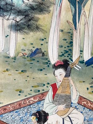 Hu Yefo 胡也佛 (1908-1980): 'Vier scènes uit de Xi Xiang Ji', inkt en kleur op papier — foto 4