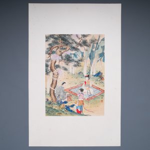Hu Yefo 胡也佛 (1908-1980): 'Vier scènes uit de Xi Xiang Ji', inkt en kleur op papier — foto 7
