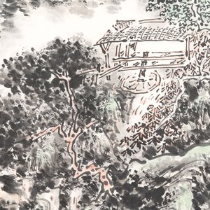 Huang Binhong 黃賓虹 (1865-1955): 'Mountainous landscape', ink and colour on paper — photo 5