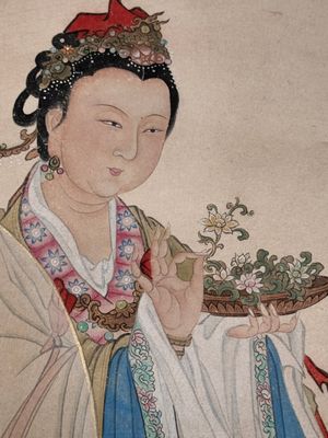 Huang Bore 黃般若 (1901-1968): 'Vimalakirti and his servant', ink and colour on paper, dated 1947 — foto 12