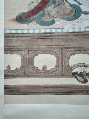 Huang Bore 黃般若 (1901-1968): 'Vimalakirti and his servant', ink and colour on paper, dated 1947 — foto 4