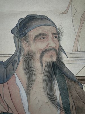 Huang Bore 黃般若 (1901-1968): 'Vimalakirti and his servant', ink and colour on paper, dated 1947 — foto 8