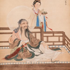 Huang Bore 黃般若 (1901-1968): 'Vimalakirti and his servant', ink and colour on paper, dated 1947 — foto 1