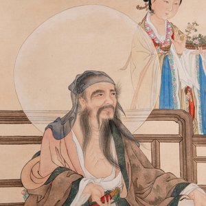 Huang Bore 黃般若 (1901-1968): 'Vimalakirti and his servant', ink and colour on paper, dated 1947 — foto 3