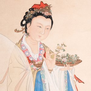 Huang Bore 黃般若 (1901-1968): 'Vimalakirti and his servant', ink and colour on paper, dated 1947 — foto 4