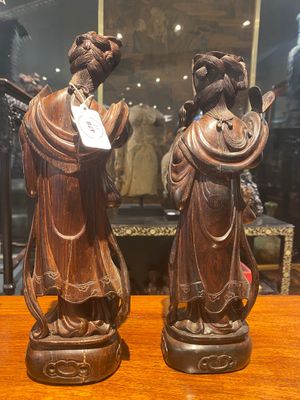 Huit immortelles en bois sculpté, Chine, 19ème — photo 11