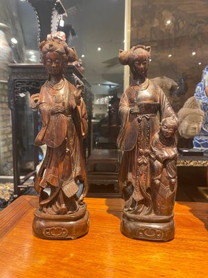 Huit immortelles en bois sculpté, Chine, 19ème — photo 17