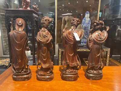 Huit immortelles en bois sculpté, Chine, 19ème — photo 8