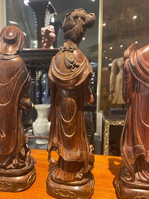 Huit immortelles en bois sculpté, Chine, 19ème — photo 10